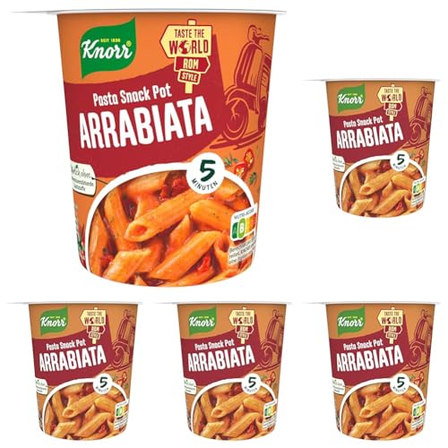 Knorr Pasta Snack Arrabiata leckere Instant Nudeln fertig in nur 5 Minuten, 1er-Pack (1 x 66 g) (Packung mit 5) von Knorr