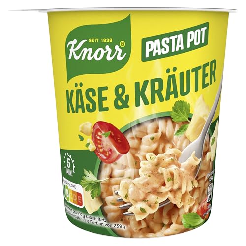 Knorr Pasta Snack Käse-Kräuter-Sauce leckere Instant Nudeln fertig in nur 5 Minuten - 8 x 59 g Becher -, 472 g von Knorr