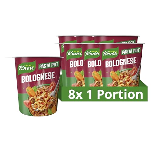 Knorr Pasta Snack Pot Bolognese leckere Instant Nudeln fertig in nur 5 Minuten 8x 68 g von Knorr