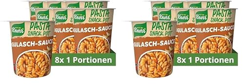 Knorr Pasta Snack Pot Gulasch-Sauce leckere Instant Nudeln fertig in 5 Minuten 8x 60 g (Packung mit 2) von Knorr