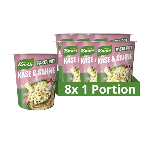 Knorr Pasta Snack Pot Käse & Sahne leckere kleine Mahlzeit fertig in nur 5 Minuten 8x 63 g von Knorr