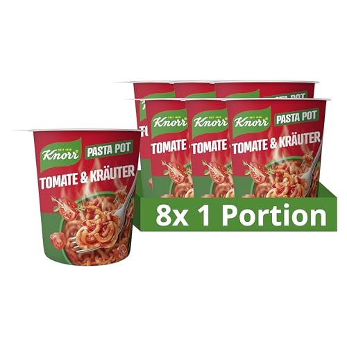 Knorr Pasta Snack Pot Tomate & Kräuter leckere Instant Nudeln fertig in nur 5 Minuten 8 x 69 g von Knorr