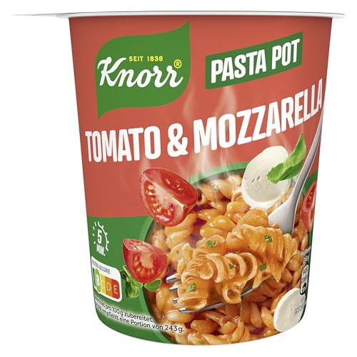 Knorr Pasta Snack Pot Tomato & Mozzarella leckere kleine Mahlzeit fertig in nur 5 Minuten 63 g von Knorr