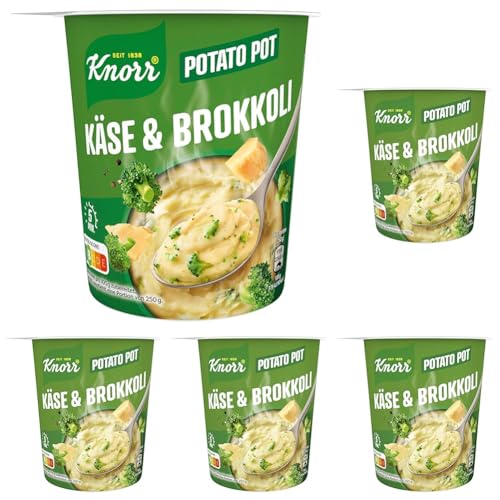 Knorr Potato Snack Pot mit Käse & Brokkoli und nachhaltig angebauten Kartoffeln, fertig in nur 5 Minuten 50g (Packung mit 5) von Knorr