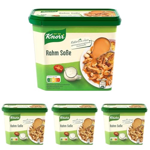 Knorr Rahm Soße leckere hellbraune Sauce ohne geschmacksverstärkende Zusatzstoffe 17 Portionen (Packung mit 4) von Knorr