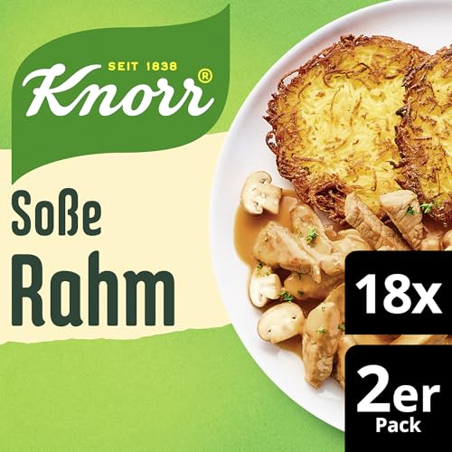 Knorr Rahm Soße leckere hellbraune Sauce ohne geschmacksverstärkende Zusatzstoffe 18x 68 g von Knorr