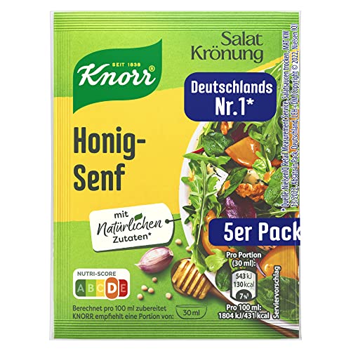 Knorr Salatkrönung Honig-Senf für ein leckeres Salatdressing mit natürlichen Zutaten* 5 x 3 Portionen 15 Stück von Knorr