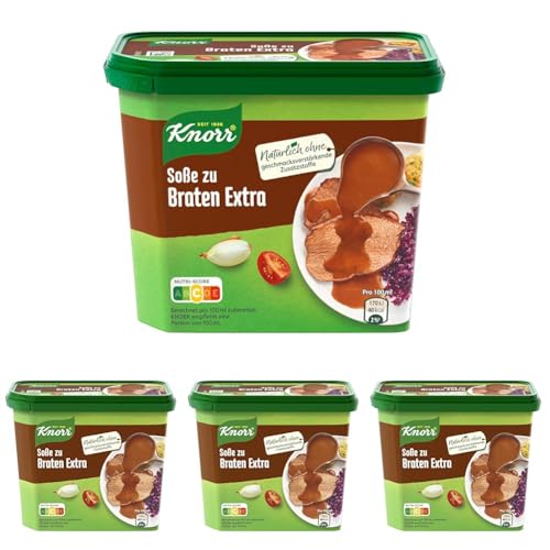 Knorr Soße zu Braten Extra leckere dunkle Soße Sauce mit würzigem Geschmack 25 Portionen (Packung mit 4) von Knorr