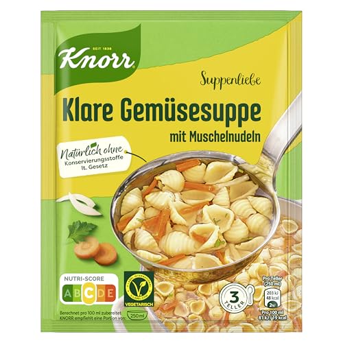 Knorr Suppenliebe Suppe mit Muschelnudeln klare Gemüsesuppe mit nachhaltig angebautem Gemüse 750 ml von Knorr