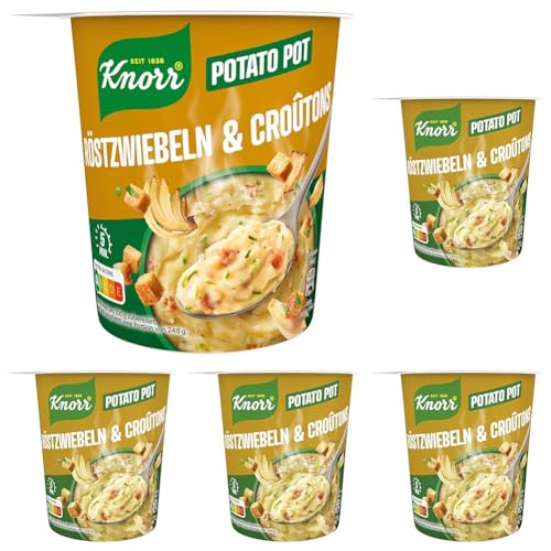 Knorr Taste the World Kartoffel Snack Röstzwiebeln & Croûtons leckeres Kartoffelgericht fertig in nur 5 Minuten 48 g 1 Portion (Packung mit 5) von Knorr