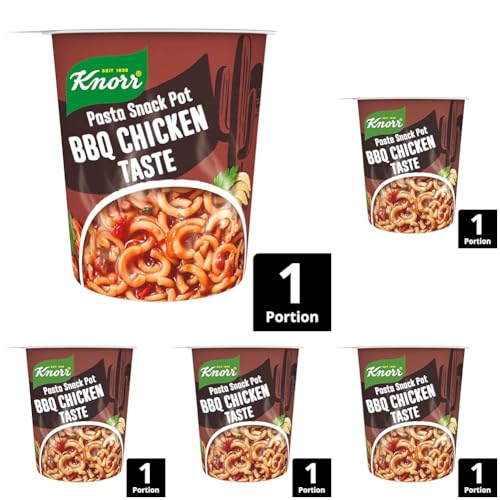 Knorr Taste the World Pasta Snack Pot BBQ Chicken Taste leckere kleine Mahlzeit fertig in nur 5 Minuten, 61 g (Packung mit 5) von Knorr