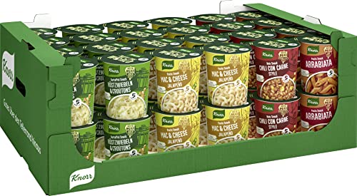 Knorr Taste the World Snack Becher Sortiment für ein schnelles Kartoffel-, Nudel- oder Reisgericht fertig in nur 5 Minuten 4 Sorten x 12 (48 Stk.) von Knorr