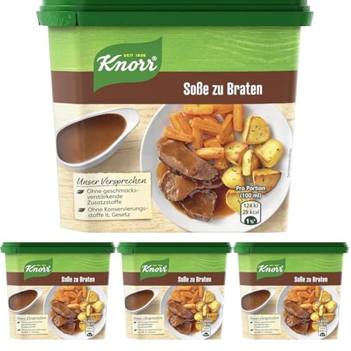 Knorr Würzbasis Soße zu Braten (ohne geschmacksverstärkende Zusatzstoffe) 253 g (Packung mit 4) von Knorr