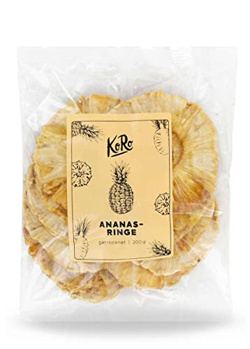 KoRo - Ananasringe ohne Zuckerzusatz 200 g - 100% Ananas - Schonend getrocknete Früchte - Schwefelfrei - Idealer Snack von KoRo