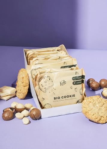 KoRo - Bio Cookie White Choc Macadamia 12 x 50 g - Zutaten in Bio-Qualität - Vegan - Glutenfrei - Praktischer Keks für unterwegs von KoRo