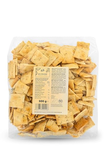 KoRo - Bio Cracker Rosmarin 500 g - Knackiges Gebäck auf Weizenbasis - Mit würziger Rosmarinnote - Perfekt zu Wein, Aperitiv oder Käse von KoRo