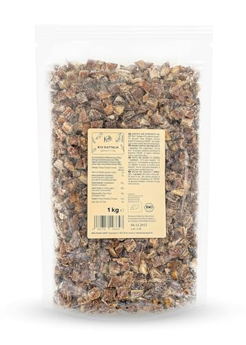 KoRo - Bio Datteln gehackt 1 kg - süß, lecker & soft - sofort verzehrfertig für Müsli, Couscous & Co. - hoher Ballaststoffgehalt von KoRo