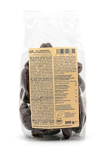 KoRo - Bio Lebkuchenherzen mit Kirschfüllung 250 g - Mantel aus Zartbitterschokolade - Mit Füllung aus Sauerkirschkonfitüre - Veganes Weihnachtsgebäck von KoRo