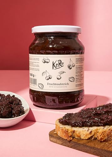 KoRo - Fruchtaufstrich Schwarzkirsche 90 % Frucht 800 g - Aus nur drei Zutaten - Intensiver Schwarzkirschgeschmack - Streichzart - Vegan von KoRo