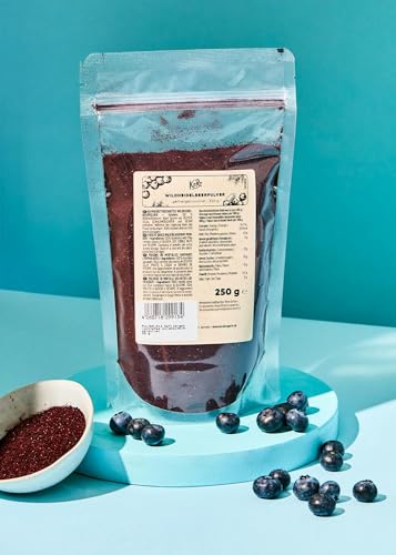 KoRo - Gefriergetrocknetes Wildheidelbeerpulver 250 g - Fruchtpulver aus 100% Wildheidelbeeren- Hoher Ballaststoffgehalt - Für Smoothies, Joghurt, Porridge & zum Einfärben von Speisen von KoRo