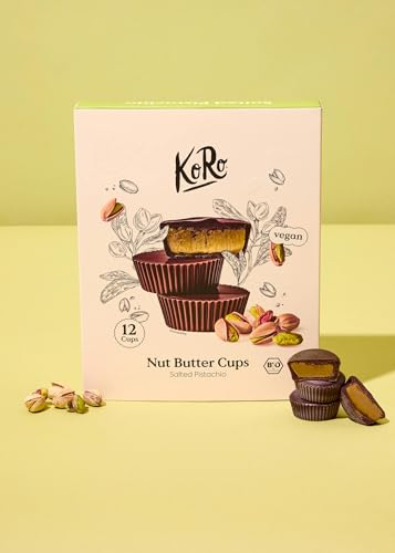 KoRo - Geschenkbox Bio Nut Butter Cups Salted Pistachio 12 x 13 g - Mit Kokosblütenzucker gesüßt - Vegan - Ideales Geschenk für Foodies von KoRo