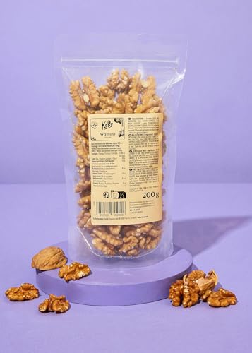 KoRo - Große extra helle Walnusskerne 200 g - Ohne Schale - Ohne Zusätze - Knackig - Naturbelassen - Als Snack, zum Kochen oder Backen von KoRo