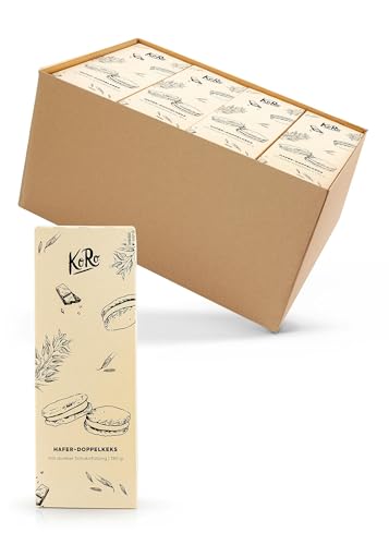 KoRo - Haferdoppelkeks mit Schokoladenfüllung 12x 180 g - Knusprige Schokokekse - Herrlich cremig - Zartschmelzende Zartbitterschokolade - Ideal zu Kaffee oder Tee von KoRo