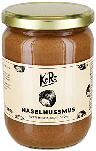 KoRo - Haselnussmus 500 g - Ohne Zusätze oder Konservierungsstoffe - Aus 100% Haselnüssen - Perfekt für Smoothies Bowls, Salatdressings und Brotaufstriche - Großes Glas zum Vorteilspreis von KoRo