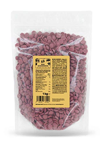 KoRo - Ruby Drops 1 kg - Min. 47,3% Kakao - Von Natur aus rosa ganz ohne Farbstoffe und Fruchtaromen - Ideal zum Backen und Verfeinern von KoRo