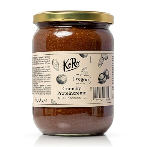 KoRo - Vegane crunchy Proteincreme 500 g - Pflanzliche Proteinquelle (27 g/100 g) - 60 % Nussanteil - Mit Dattelsirup und Erythrit gesüßt von KoRo