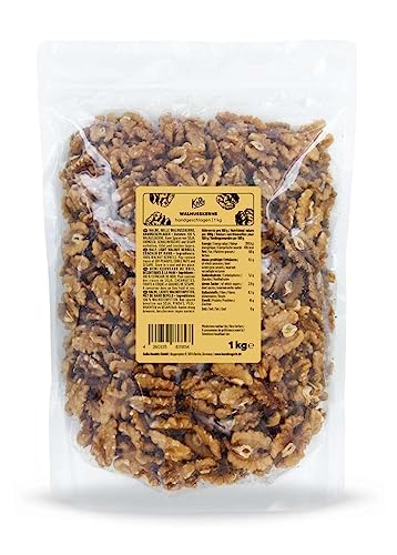 KoRo - Walnusskerne groß & extra hell 1 kg - Knackig-feine naturbelassen ohne Zusätze ohne Schale perfekt für Müsli oder zum Backen in Vorteilspackung von KoRo