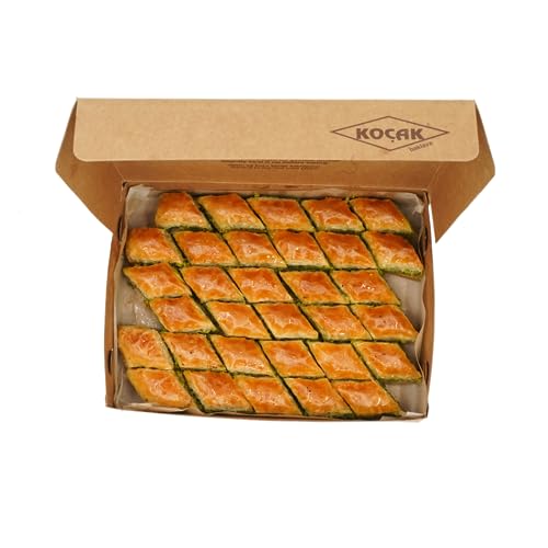 Berühmte Gaziantep türkische Pistazie Koçak Baklava, tägliche frische Lieferung, (2,2 lb - 1000 g) 30 Stück von Koçak