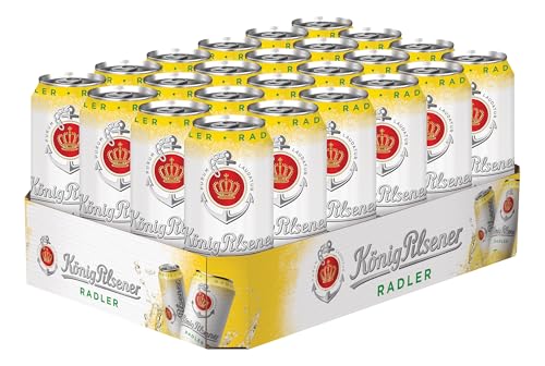 KÖNIG PILSENER® Radler | Dosen-Bier (24x0,5l) | Feinherbes Pils mit spritziger Zitronen-Limonade von König Pilsener