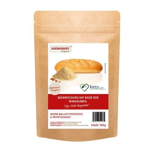 Konzelmann’s Original – 180g Keto Baguette Backmischung – Mit dem hohen Anteil an Protein und Ballaststoffen ist unser Baguette ein wahrer Star in der ketogenen Küche von Konzelmanns Original