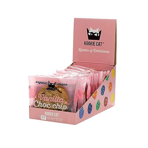 Kookie Cat Vanille Schokochip - Vegane Cookies Einzeln Verpackt, Glutenfrei, Sojafrei, Bio, Cashew & Hafer - 12 X 50g Multipack von KOOKIE CAT