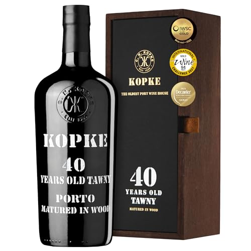 Kopke Portwein 40 Jahre Tawny - Ein Charaktervoller Roter Dessertwein, Kunstvoll Hergestellt aus Erstklassigen Trauben. Eindrucksvoll Präsentiert in Einer Edlen Geschenkbox | 0,75l, 20% Vol. von Kopke