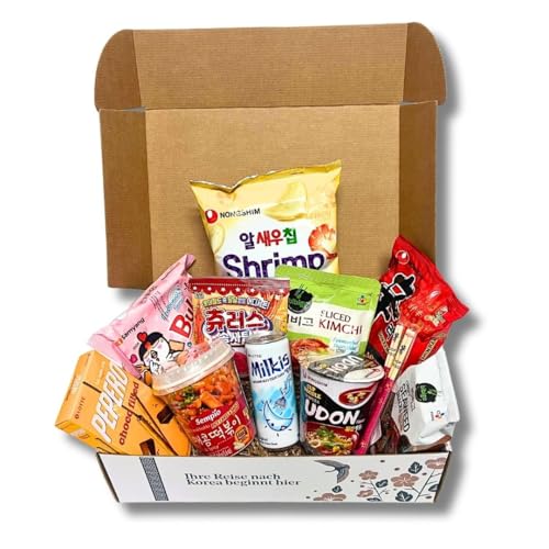 Korean Market | Koreanisches Essen Surprise Box (Starter Edition) | Für 1 oder 2 Personen | Snacks, Ramen, Kimchi, Tteokbokki, Seetang, Süßigkeiten und Stäbchen von Korean Market