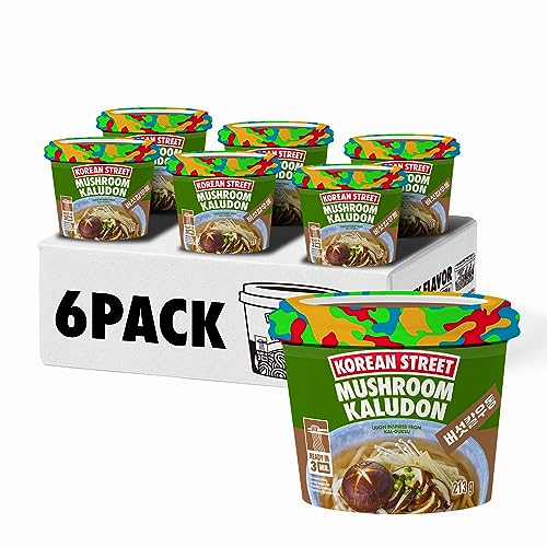 KOREAN STREET Kaludon, Koreanischer Stil Instant Udon nudeln, Köstliches koreanisches Lebensmittel Instant Udon Ramen mit dicken & kaubaren Nudeln (Mushroom, Pack of 6) von Korean Street