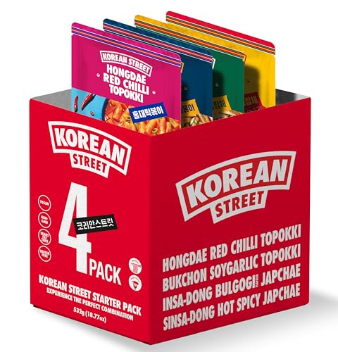 [Korean street] Starter Pack (Tteokbokki & Japchae instant nudeln Variety, 4 Pack)- Authentic Korean Cuisine at Home von Korean Street