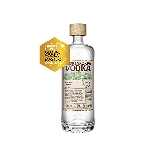 Koskenkorva Vodka Lemon Lime Yarrow | Natürlicher Wodka aus Finnland, hergestellt aus lokaler Gerste in einem umweltfreundlichen Destillationsverfahren | Pur oder in Cocktails serviere von Koskenkorva