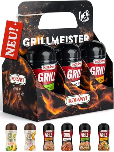 KOTÁNYI Grill Gewürze Geschenkset - 6er Träger - Geschenke für Männer - Grillzubehör & Gewürz Set für jedes BBQ - Grill Zubehör inkl. Magic Dust - [Jetzt Geburtstagsgeschenk für Männer bestellen!] von Kotanyi