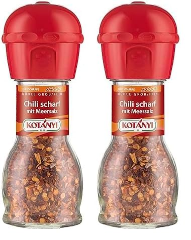 Kotanyi Chili mit Meersalz Mühle, 4er Pack (2 x 34 g) von Kotanyi