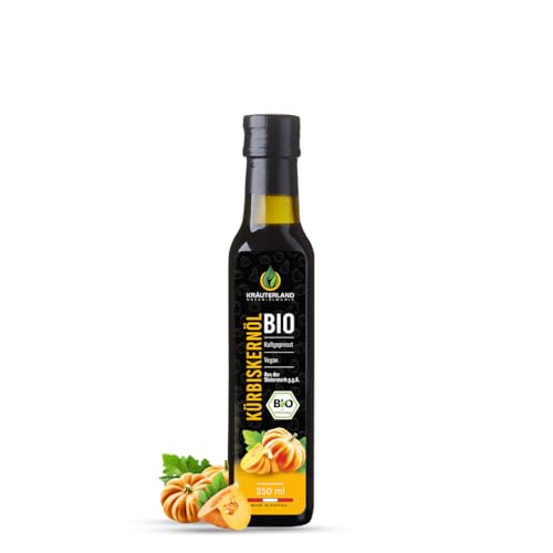 Kräuterland BIO Kürbiskernöl 250ml - Original steirisches Kürbisöl aus gerösteten Kürbiskernen - 100% rein, kaltgepresst, vegan - Premium Qualität aus der Steiermark von KRÄUTERLAND N A T U R - Ö L M Ü H L E