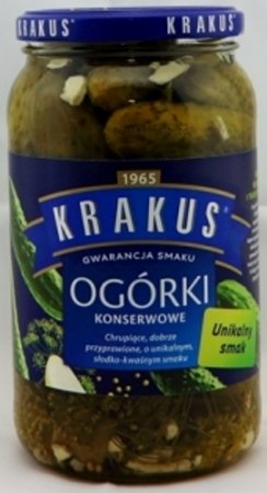 Krakus Eingelegte Gurken (Ogorki konserwowe) Nettogewicht: 865 g, Abtropfgewicht: 450 g von Krakus