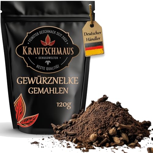 120g Nelke gemahlen von Krautschmaus, zum Würzen, Kochen, Backen und Braten, für Desserts und Getränke, fruchtige Marmeladen und Fruchtkompott, würzig-süßlich im Geschmack, ohne Zusatzstoffe von Krautschmaus JSD