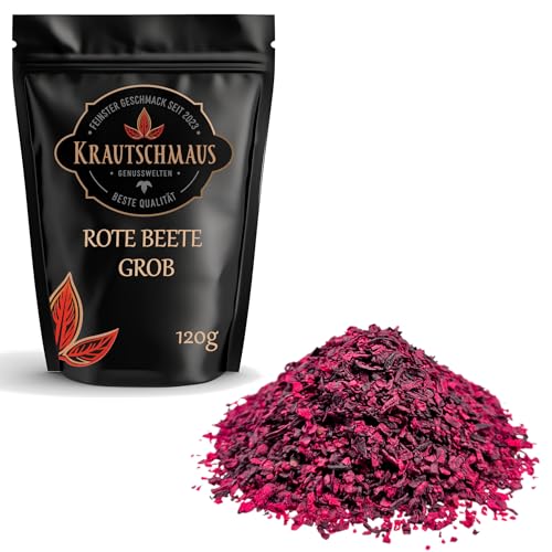 120g Rote Beete Flakes von Krautschmaus, zum Würzen, Kochen und Färben von Speisen, schonend getrocknet und geschnitten, intensive Farbe, ohne Zusatzstoffe von Krautschmaus JSD