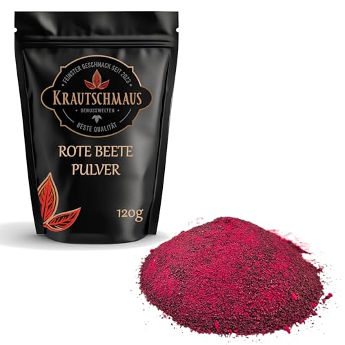 120g Rote Beete Pulver von Krautschmaus, zum Färben, Würzen und Kochen, schonend getrocknet und gemahlen, intensive Farbe, für Desserts, Smoothies und Joghurts, ohne Zusatzstoffe von Krautschmaus JSD