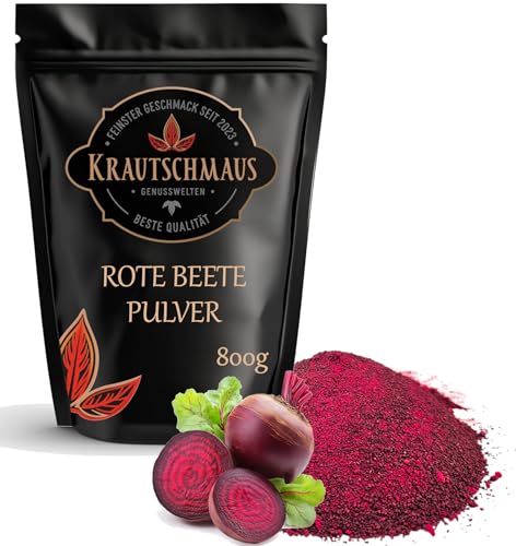 800g Rote Beete Pulver von Krautschmaus, zum Färben, Würzen und Kochen, schonend getrocknet und gemahlen, intensive Farbe, für Desserts, Smoothies und Joghurts, ohne Zusatzstoffe von Krautschmaus JSD