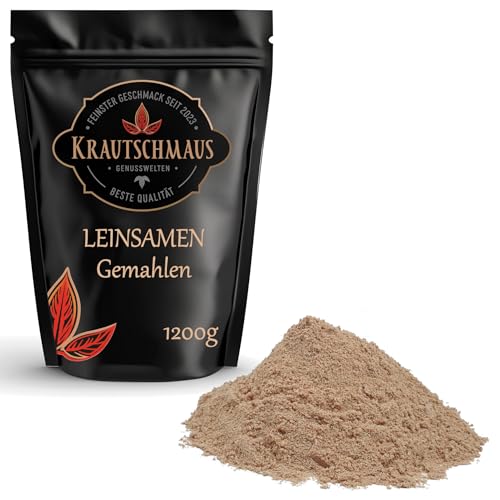 1,2kg Leinsamen gemahlen von Krautschmaus, gemahlene Leinsaat, Leinsamenmehl, gemahlene Flachssamen ohne Zusatzstoffe, reich an Ballaststoffen von Krautschmaus