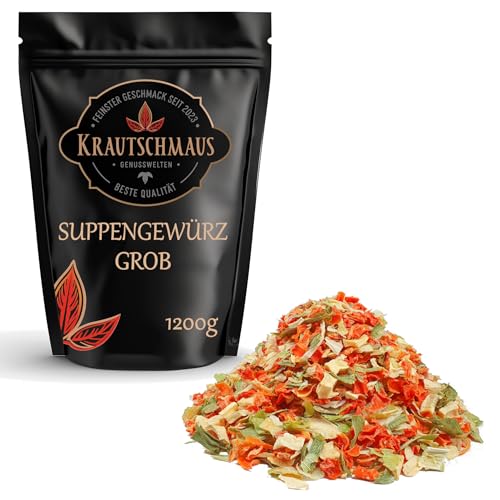 1,2kg Suppengemüse getrocknet grob von Krautschmaus, Suppengewürz ohne Zusatzstoffe, Suppe Gemüse, Premium Suppengrün getrocknet, große Stücke von Krautschmaus